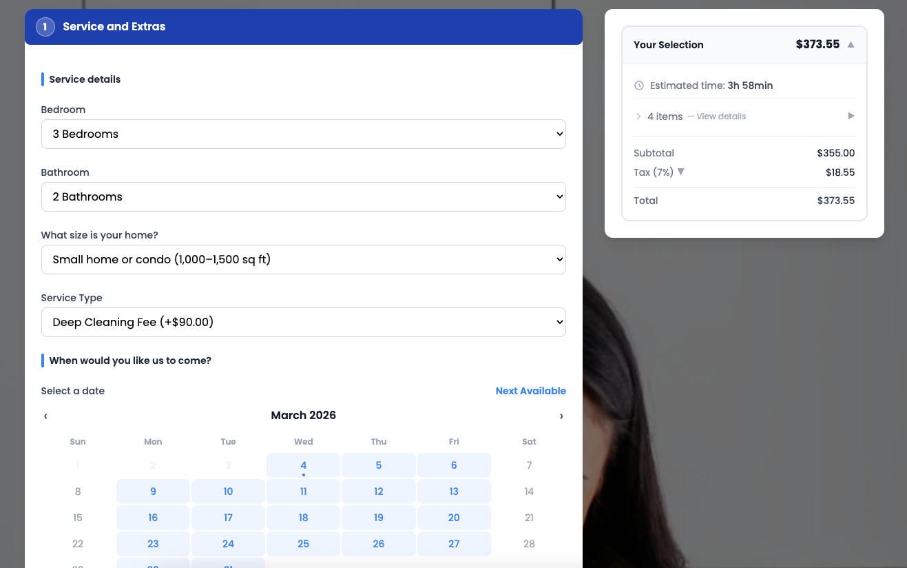 Single Page Quote form with sticky order summary sidebar