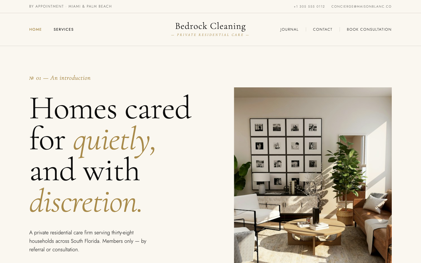A published Maidily Site for a cleaning business on desktop