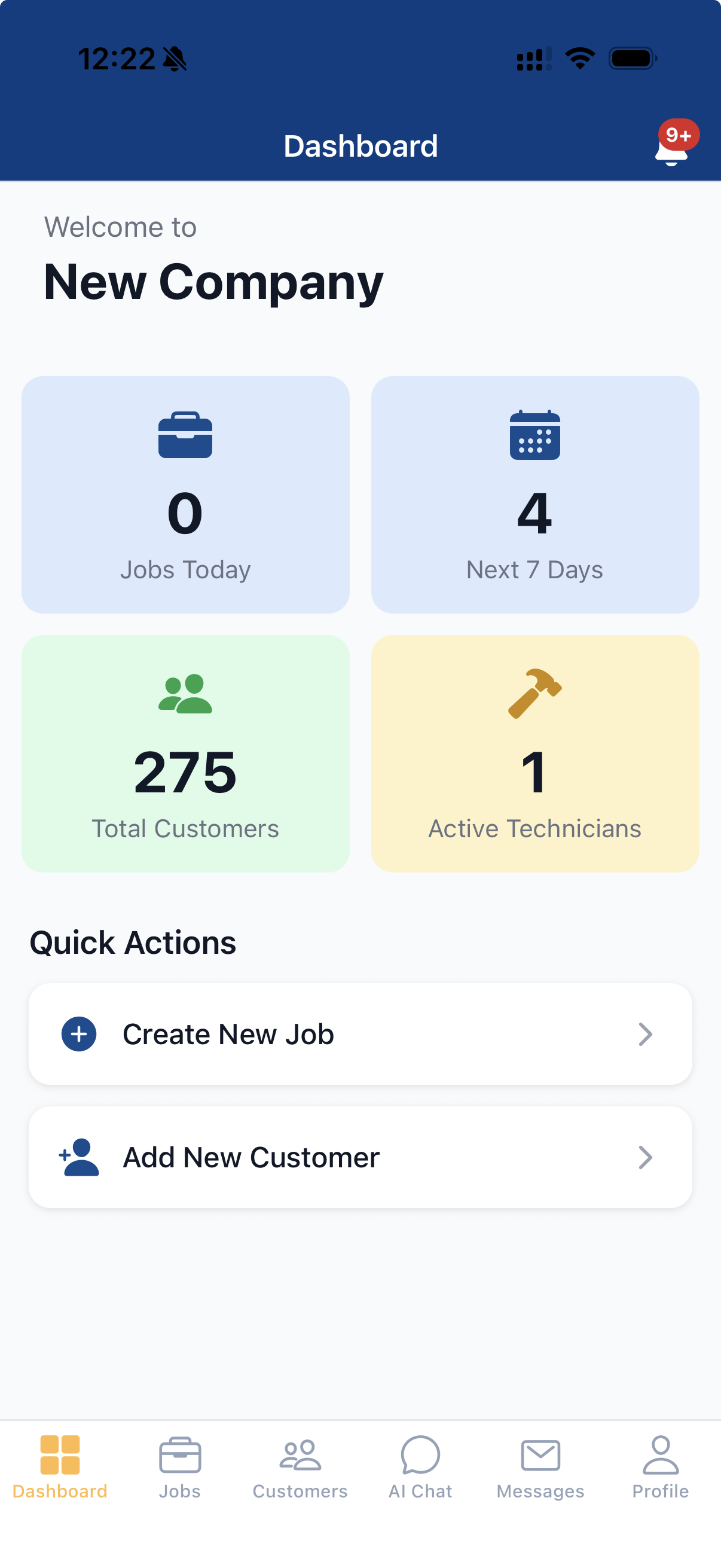 Maidily mobile app showing schedule and job details